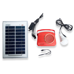 Solar Mini Home Lighting System with 1 LED, FM Radio, Mobile Charger & Solar Panel