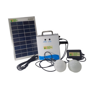 SUI Mini Solar Home Lighting System with 2 LED bulbs, Battery & Solar Panel - 27Wh Battery & 5W Solar Panel