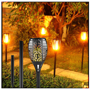 Garden & Lawn Light with inbuilt Solar Panel, Lithium Battery & Orange LED Flame & Fire Lamp - Multiple Light Modes