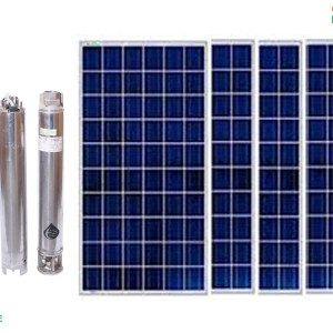 Solar Pump & Solar Panel Combo - Submersible 1HP Water Pump with 40 meters depth & 4 x 250W Solar Panels